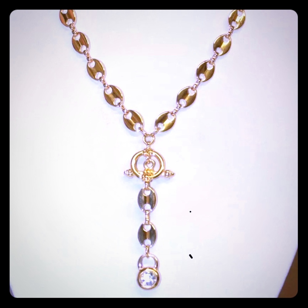 VINTAGE M.J. Carroll gold tone bar chain necklace
